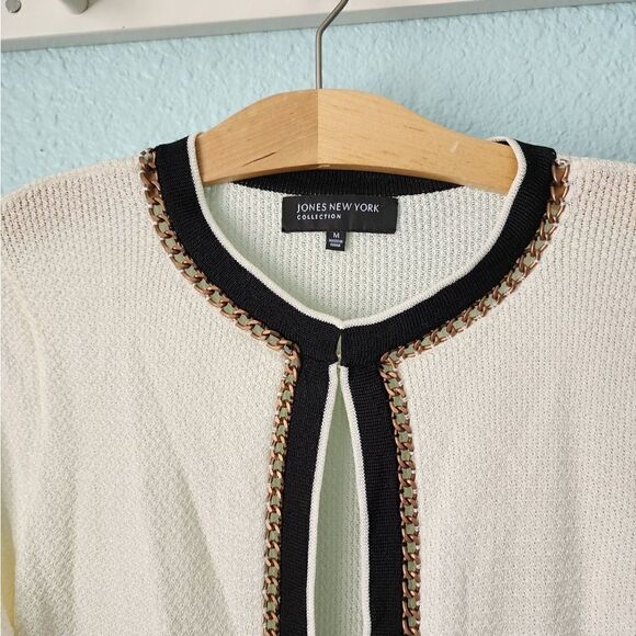 Jones new york open stryle front pockets chain aroun front cardigan sweater - Picture 3 of 12